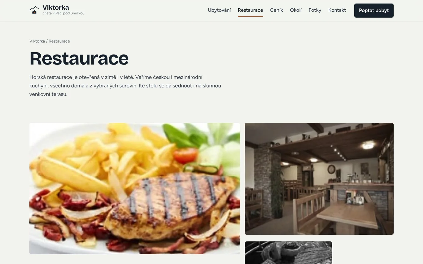 Chata Viktorka: restaurace na vlastní stránce