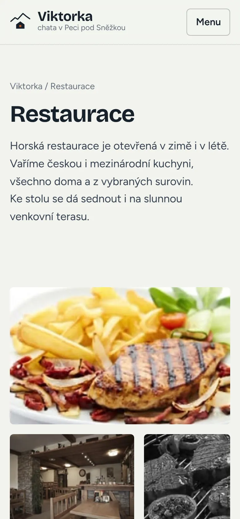 Web Chata Viktorka na mobilu, obrazovka 3